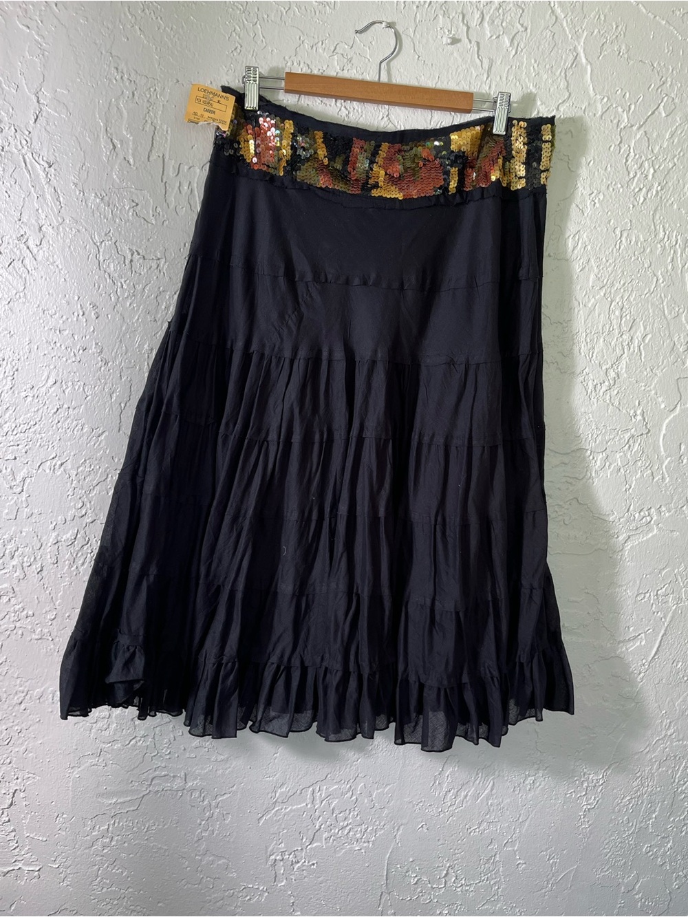 Mix Nouveau Black Tiered‎ Sequin Waist Skirt Size XL
